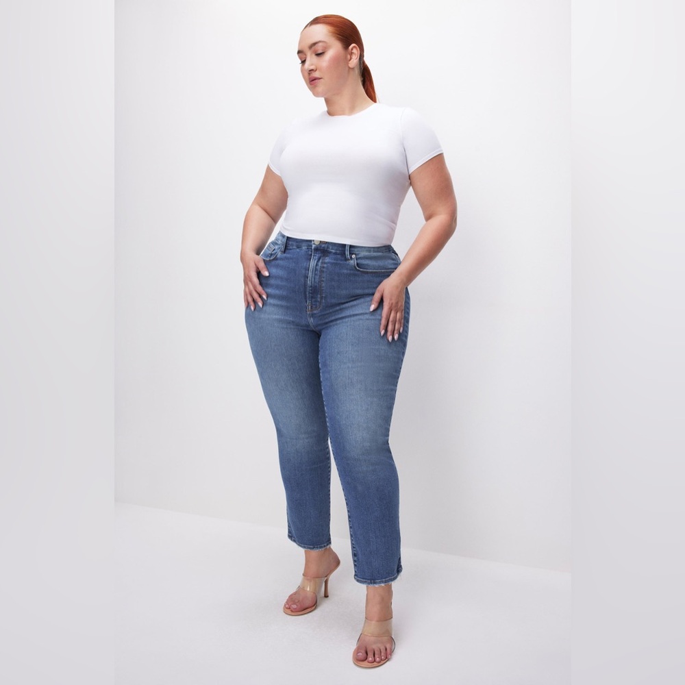 Good American Jeans Good Legs Crop Skinny Stretchy Minimal Distressing Size 16